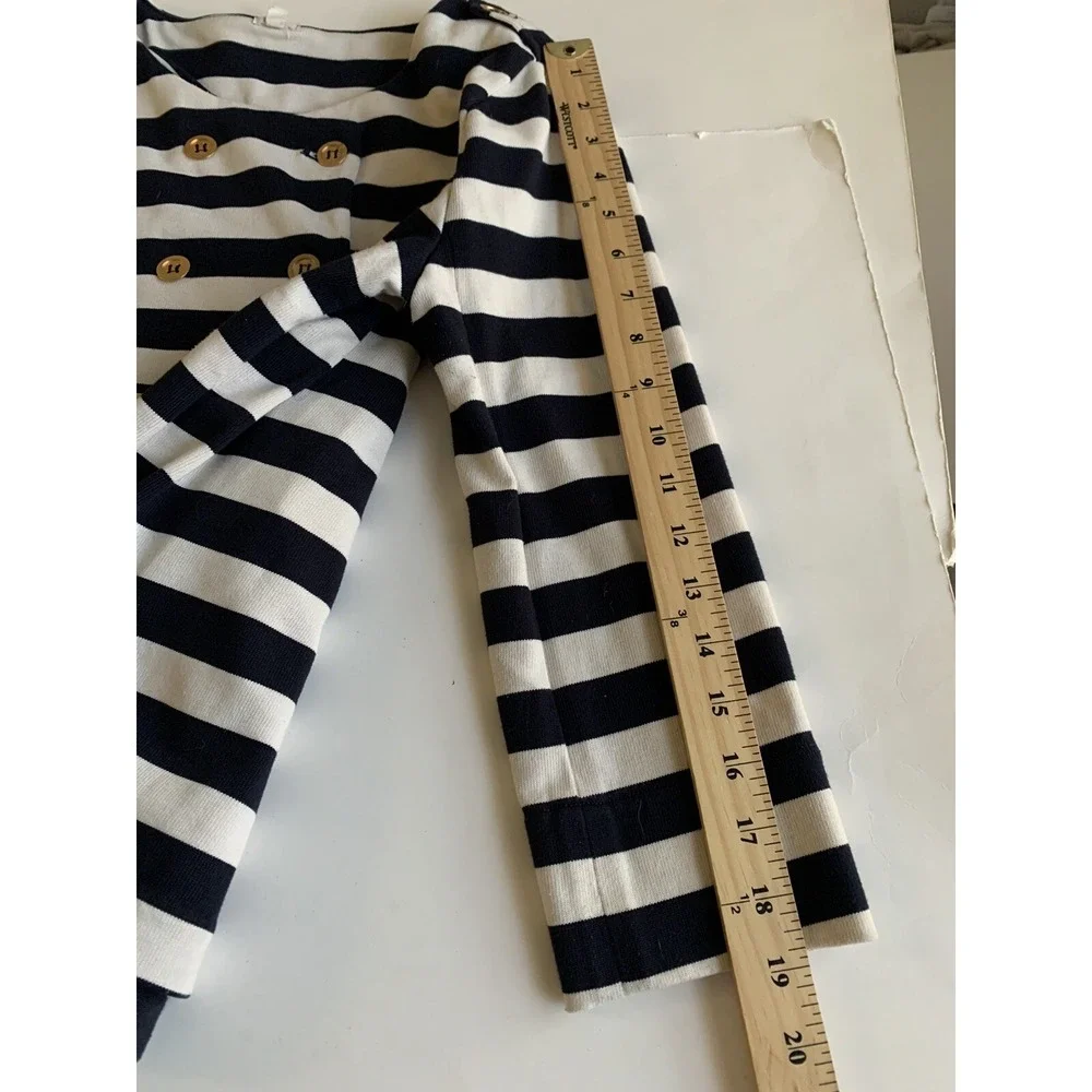 J Crew Womens Blazer Small Striped Nautical Old Money Coastal Preppy Breton Blue